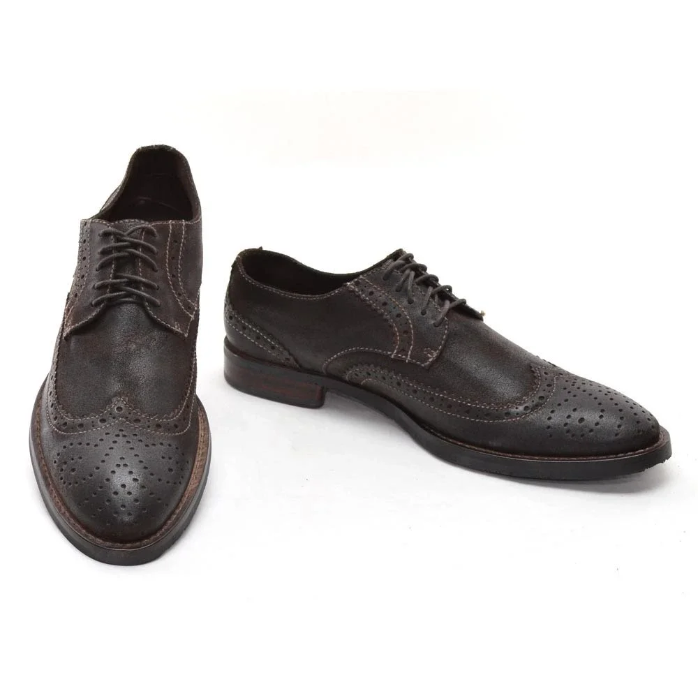 Men Pawelks Dark Brown Derby Brogue Wingtip Oxford 43